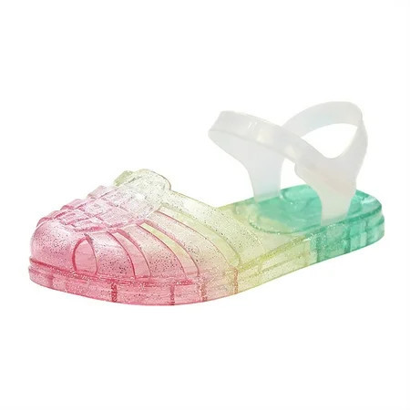 KPOPLK Jelly Shoes for Girls Glitter Princess Flat Mary Jane Sandals with Bow Size 13,Green | Walmart (US)