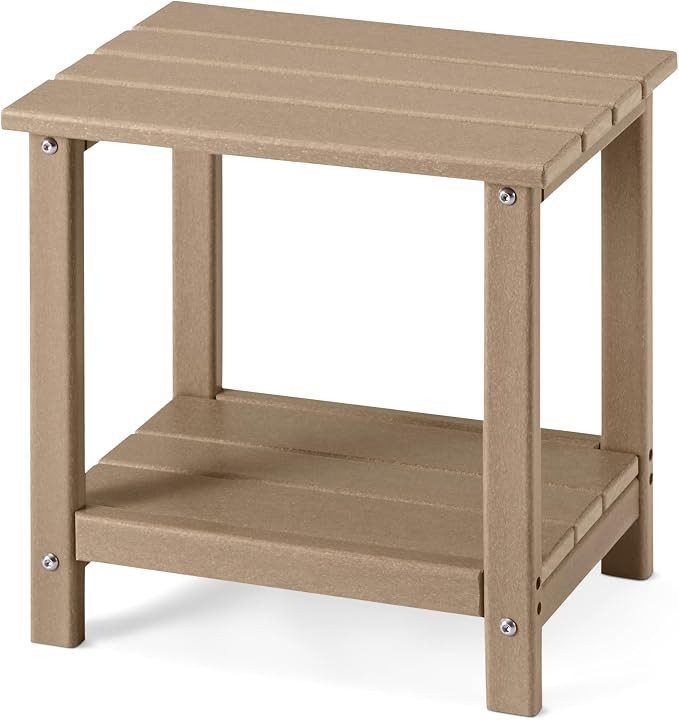 Amazon Basics Outdoor Patio Side Table with Lower Shelf, Weather-Resistant Stainless Steel Hardwa... | Amazon (US)