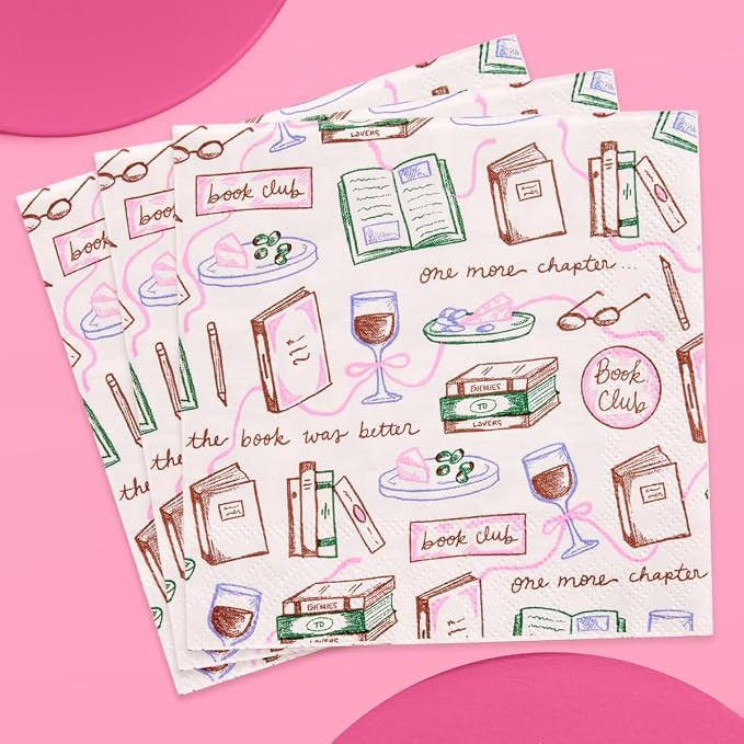 xo, Fetti Book Club Napkins - 25 Paper Napkins | Reading Party, Next Chapter Theme, Book Lover Bi... | Amazon (US)