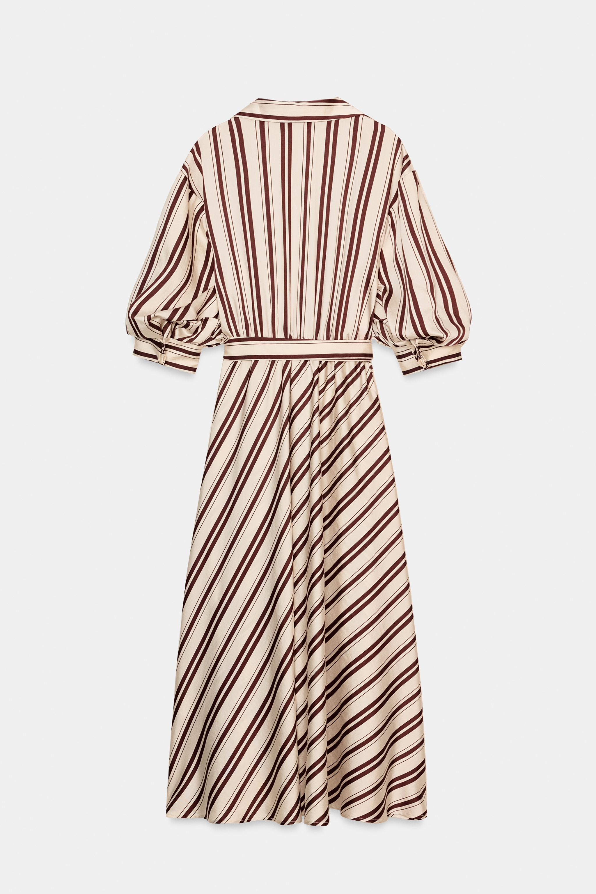 STRIPED BELTED MIDI DRESS | Zara US