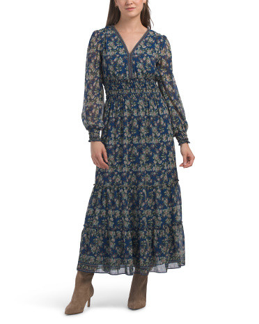 Long Sleeve V-neck Maxi Dress | TJ Maxx