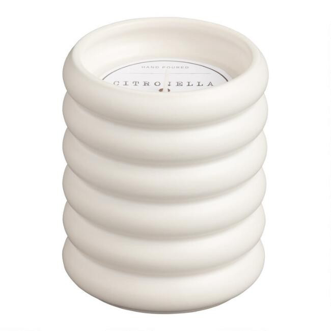Matte White Ceramic Ring Citronella Candle | World Market