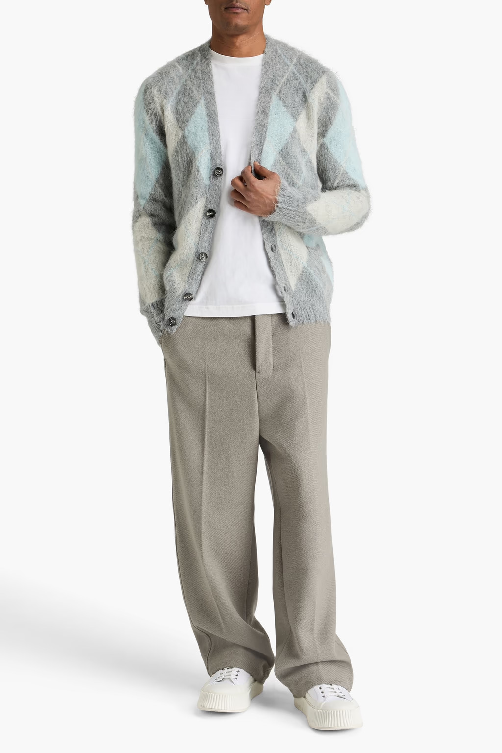 Argyle brushed jacquard-knit cardigan | The Outnet (UK and Europe)