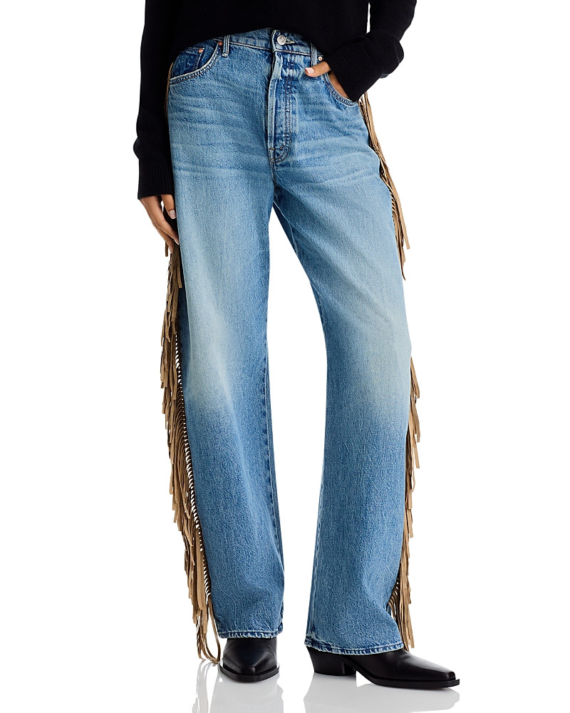 Mother The Fringe Halfpipe Button Sneak High Rise Jeans in Folk Star | Bloomingdale's (US)