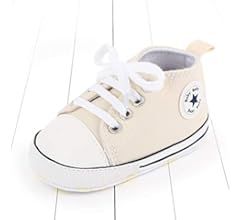 Baby Boys Girls Star High Top Sneaker Soft Anti-Slip Sole Newborn Infant First Walkers Canvas Den... | Amazon (US)