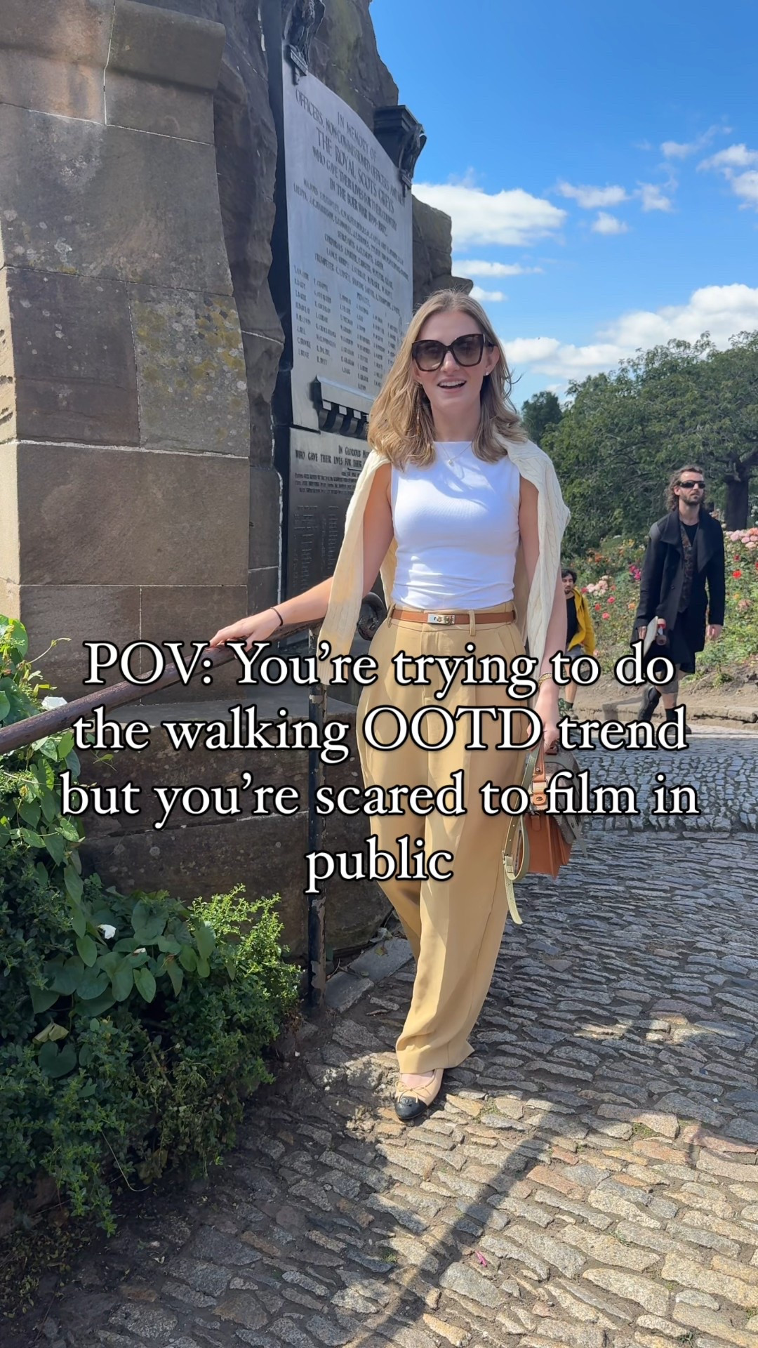 OOTD Edinburgh 🏴󠁧󠁢󠁳󠁣󠁴󠁿
Oops, camel trousers are Target not Amazon 🙊
Summer to fall transition outfit, brunch, afternoon tea outfit, garden stroll outfit, downtown dinner outfit


#LTKTravel #LTKWorkwear #LTKStyleTip