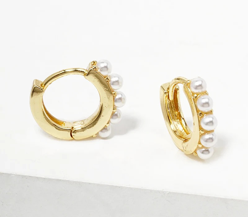 Gold and Pearl Huggie | Erin McDermott Jewelry