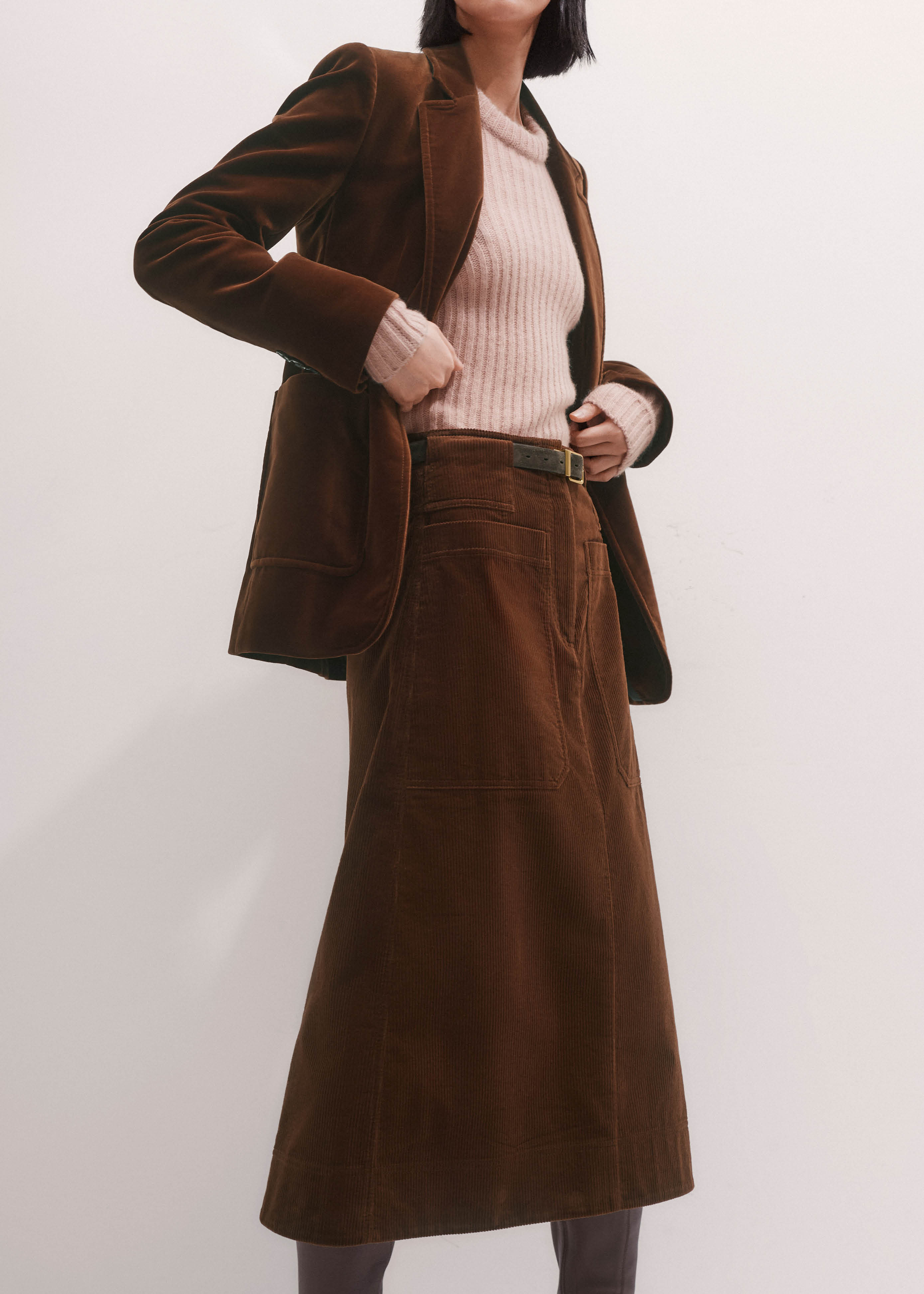 A-Line Midi Skirt Supersoft Cord | ME+EM US