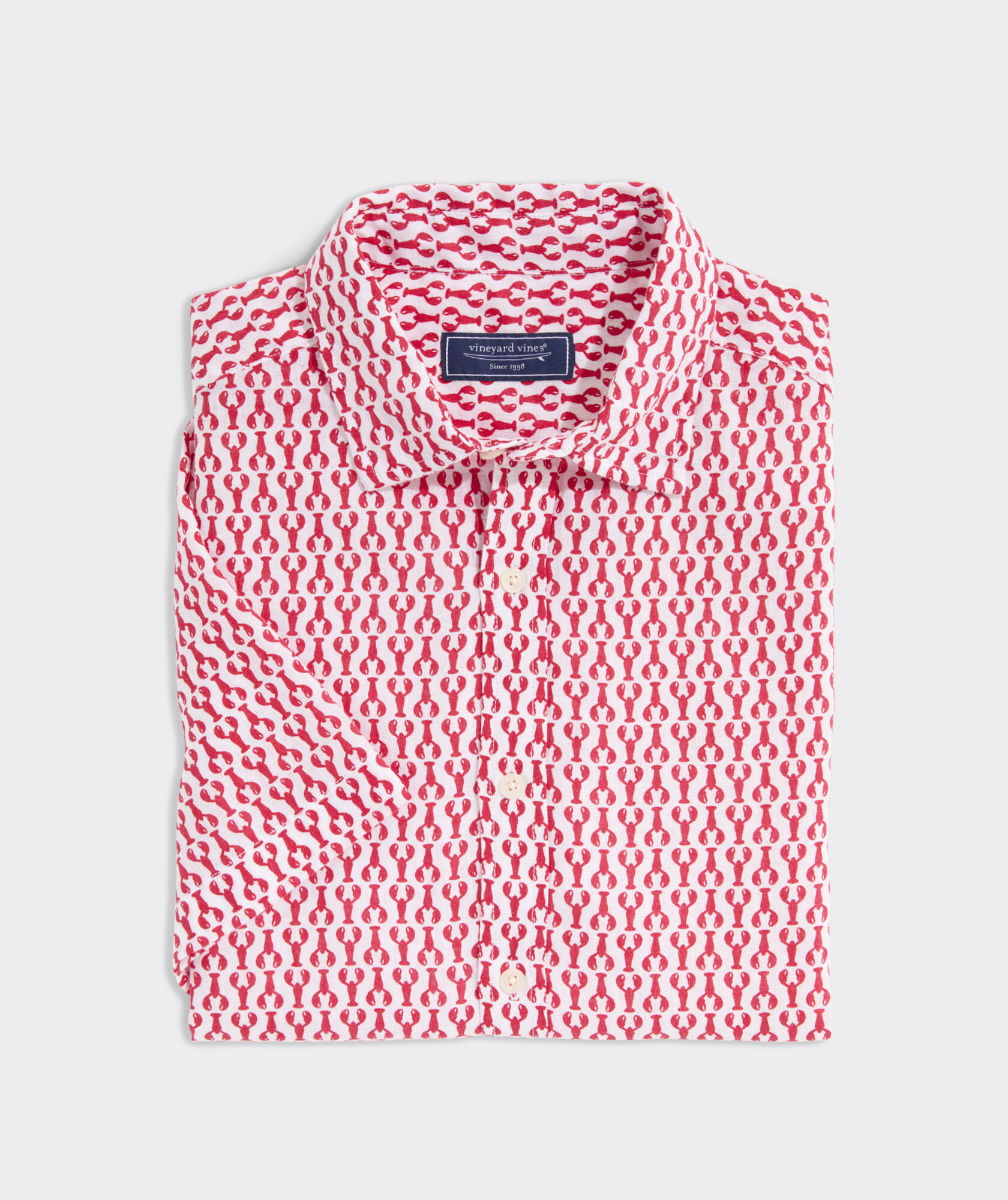 Linen Short-Sleeve Micro Lobsters Shirt | vineyard vines