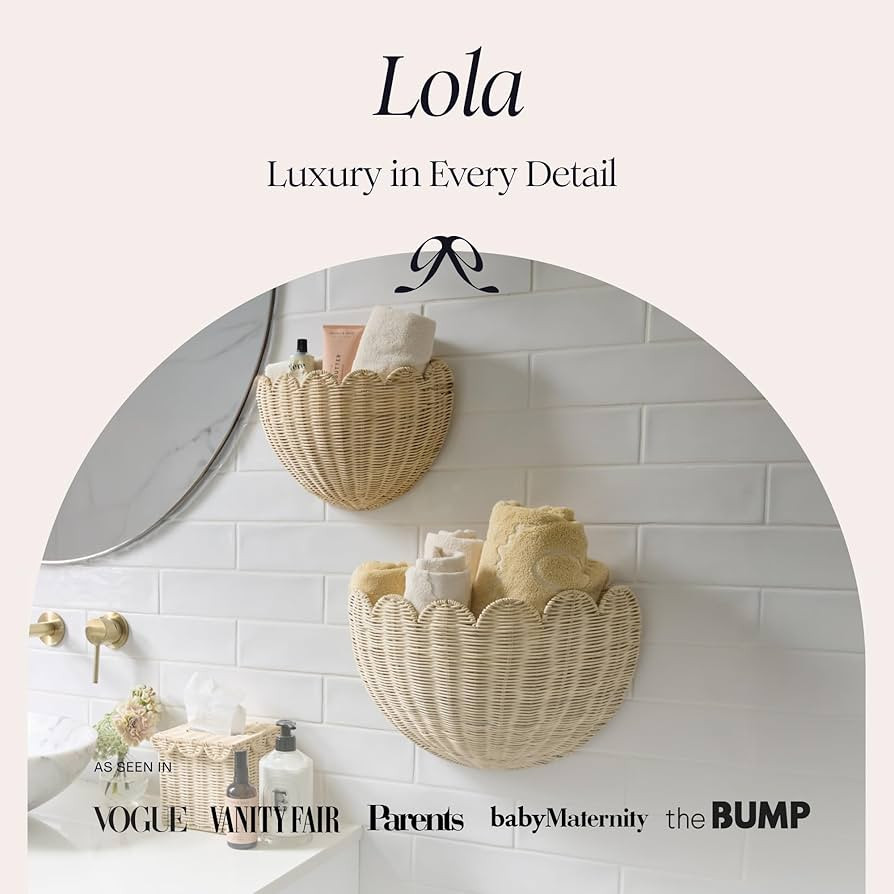 BEBE BASK The Original Scalloped Wicker Wall Basket – Set of 2 – Handwoven Scalloped Wall Bas... | Amazon (US)