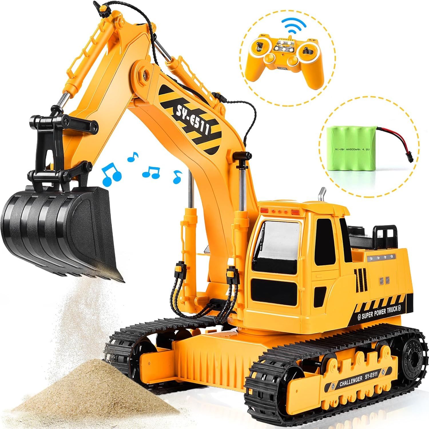 DOUBLE E Excavator Toys for Boys 11 Channel 1:20 Remote Control Excavator Construction Toys Tract... | Amazon (US)