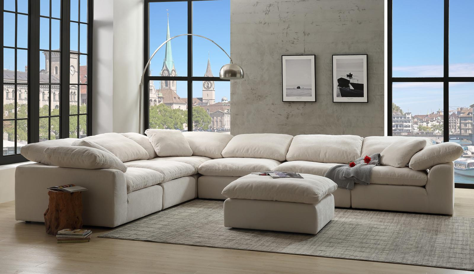 Ivory Linen Modular Sectional Sofa 55130-7-Sec ACME Naveen Contemporary Modern | Walmart (US)