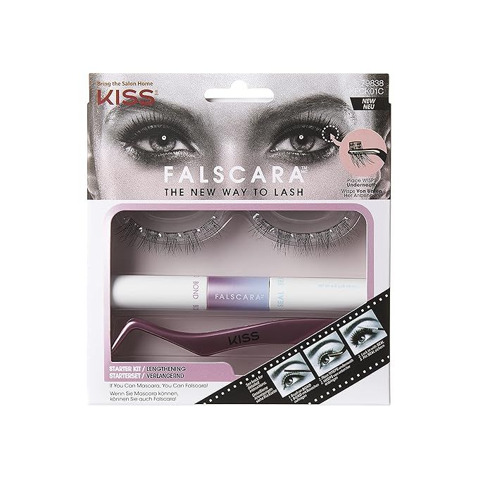 KISS Falscara DIY Lash Extension Starter Kit With 10 Eyelash Lengthening Wisps, Applicator and Bo... | Amazon (US)