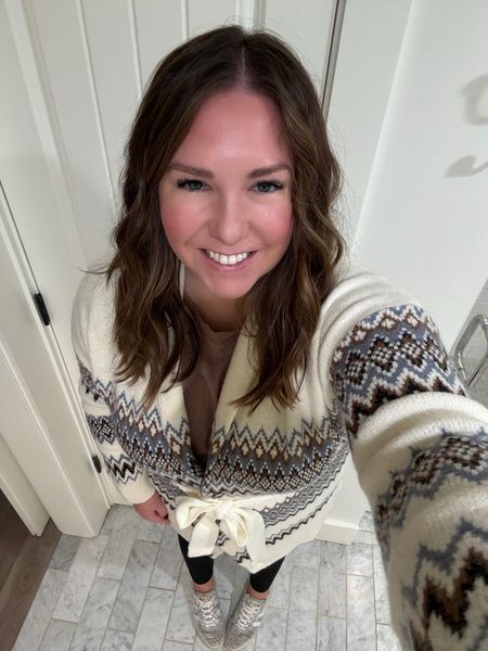 My outfit to drive from Napa Valley to Rocklin to surprise a friend and see my neighbors. This sweater was something I wasn’t sure I was going to keep originally but I got so many compliments on it, it will definitely be a staple this winter. So cute and so fun to wear. I paired it with sneakers and leggings for a comfortable look  

#LTKSeasonal #LTKshoecrush #LTKtravel