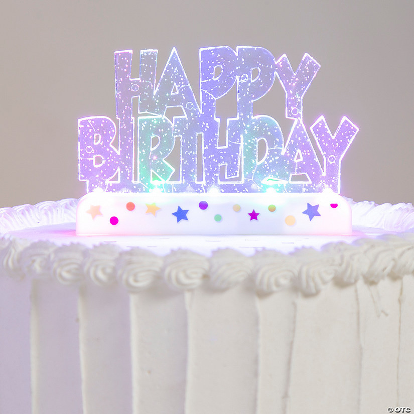 1/2" x 3 1/4" Flashing Happy Birthday Plastic Cake Topper | Oriental Trading Company