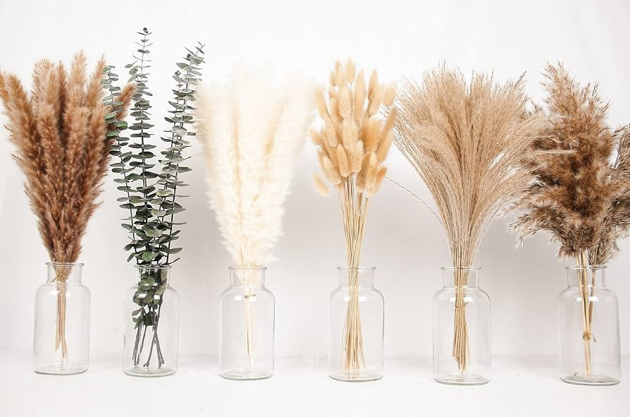 110 PCS of Boho Pampas Grass Decor, Naturally Dried Pompas, Bunny Tails Dried Flowers, and dried ... | Amazon (US)