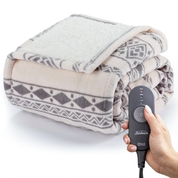 Sunbeam Heated Electric Throw Blanket, Microplush, Boho, 50" x 60" - Walmart.com | Walmart (US)