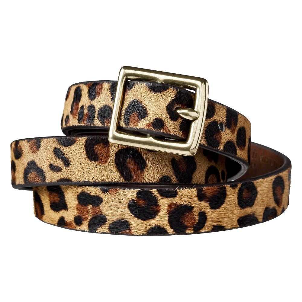 Women's Leopard Print Calf Hair Belt - A New Day Brown/Tan L | Target