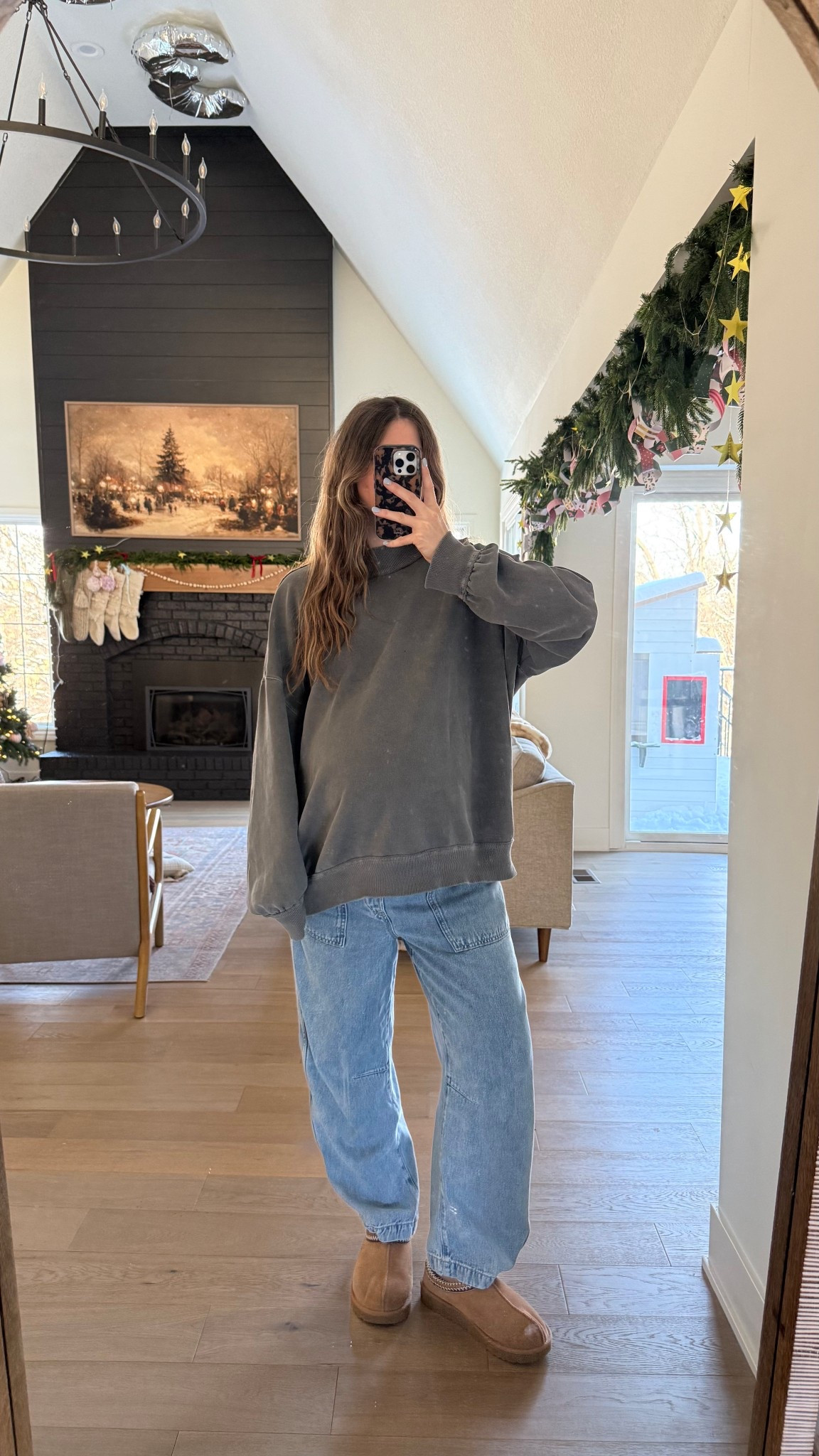 sized up in mockneck for a more oversized fit with the bump, wearing a medium! Sized up in pants but my usual small would have been fine, bump friendly! 

#LTKootd #LTKBump