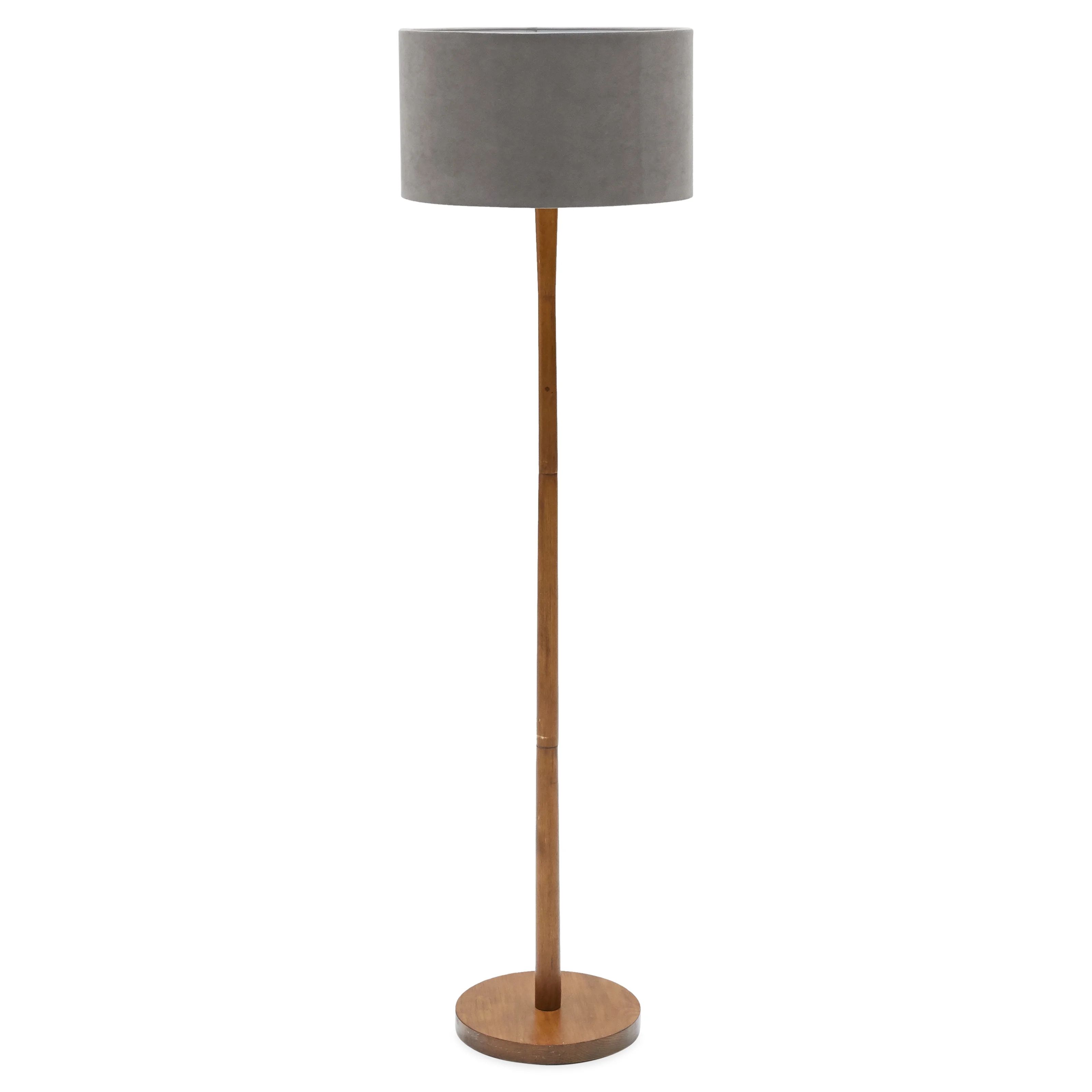 Wood Floor Lamp with English Grey Velvet Shade by Drew Barrymore Flower Home - Walmart.com | Walmart (US)