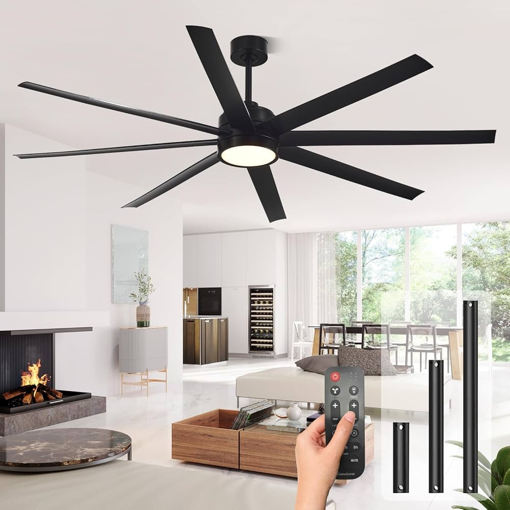 Modern Ceiling Fans with Lights, 72 Inch Ceiling Fan with Light and Remote, Bedroom Living Room L... | Amazon (US)
