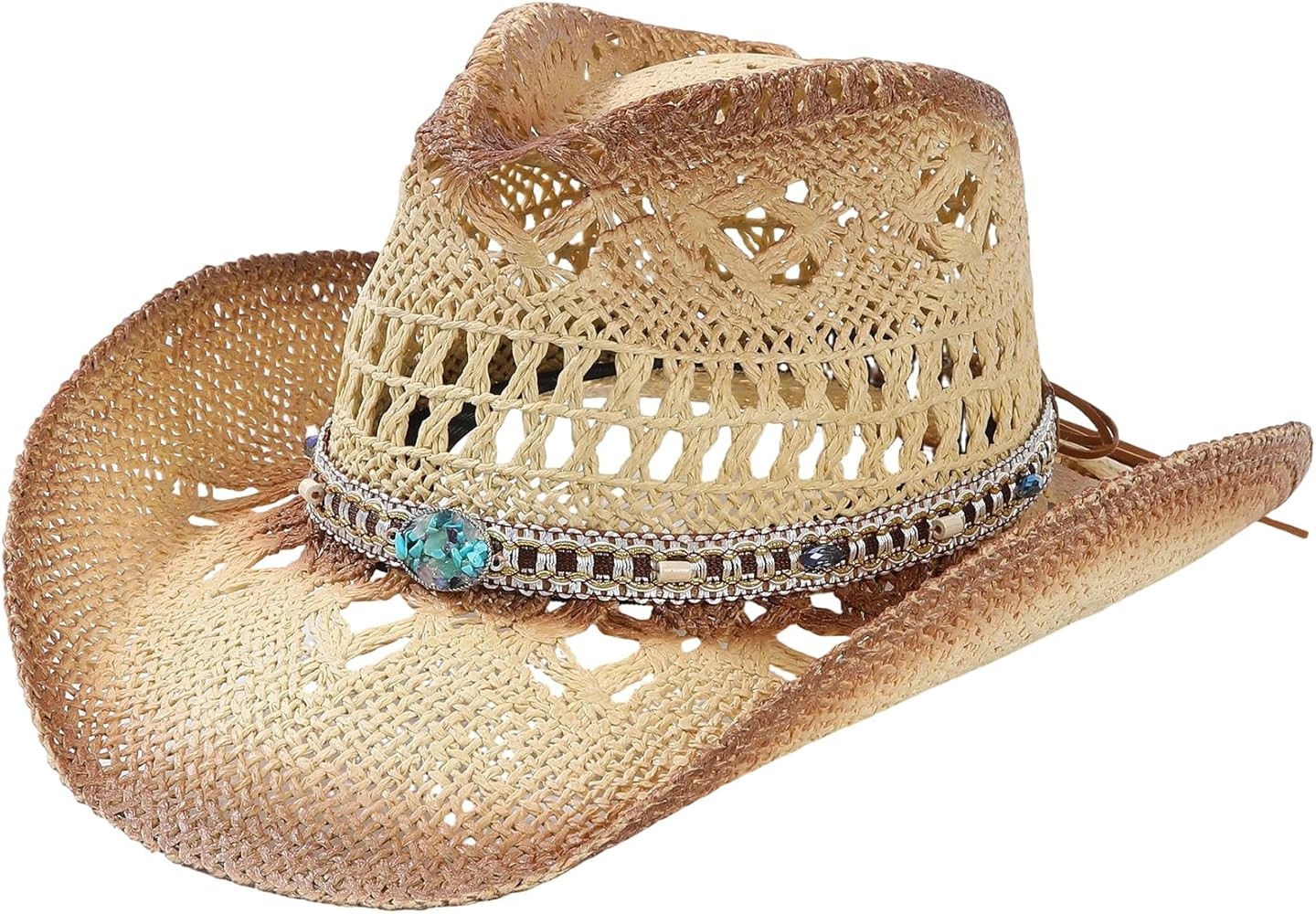 WOOH Wide Brim Straw Cowboy Hat for Women and Men, Straw Cowgirl Hats Women for Country Concert O... | Amazon (US)