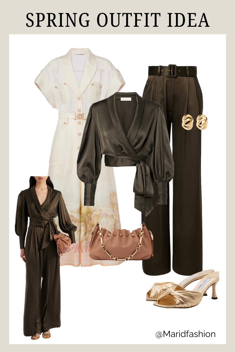 Step into spring with the ultimate quiet luxury look! This belted silk wide-leg pants and silk wrap top combination is the definition of effortless elegance. Topped off with metallic leather mules for a modern edge, it’s the perfect ensemble for everything from an upscale brunch to a sophisticated evening out. 
#LTKspring #SpringOutfitInspo #SilkStyle #QuietLuxury #OldMoneyAesthetic #WideLegPants #MetallicMules #EffortlessChic #SpringFashion2026 #OOTD #MonochromeStyle #ElevatedBasics 

 #LTKSpringSale #LTKootd #LTKSeasonal