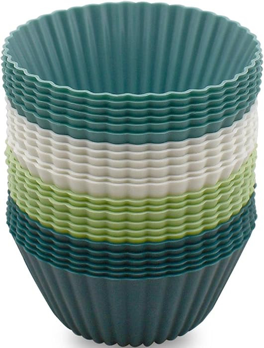 24 Pack Silicone Baking Cups Reusable Muffin Liners Non-Stick Cup Cake Molds Set Cupcake Silicone... | Amazon (US)