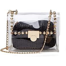 YYW 2 in 1 Clear Purses for Women Clear Clutch Purse, Clear Studded Crossbody Bag Stadium Approve... | Amazon (US)
