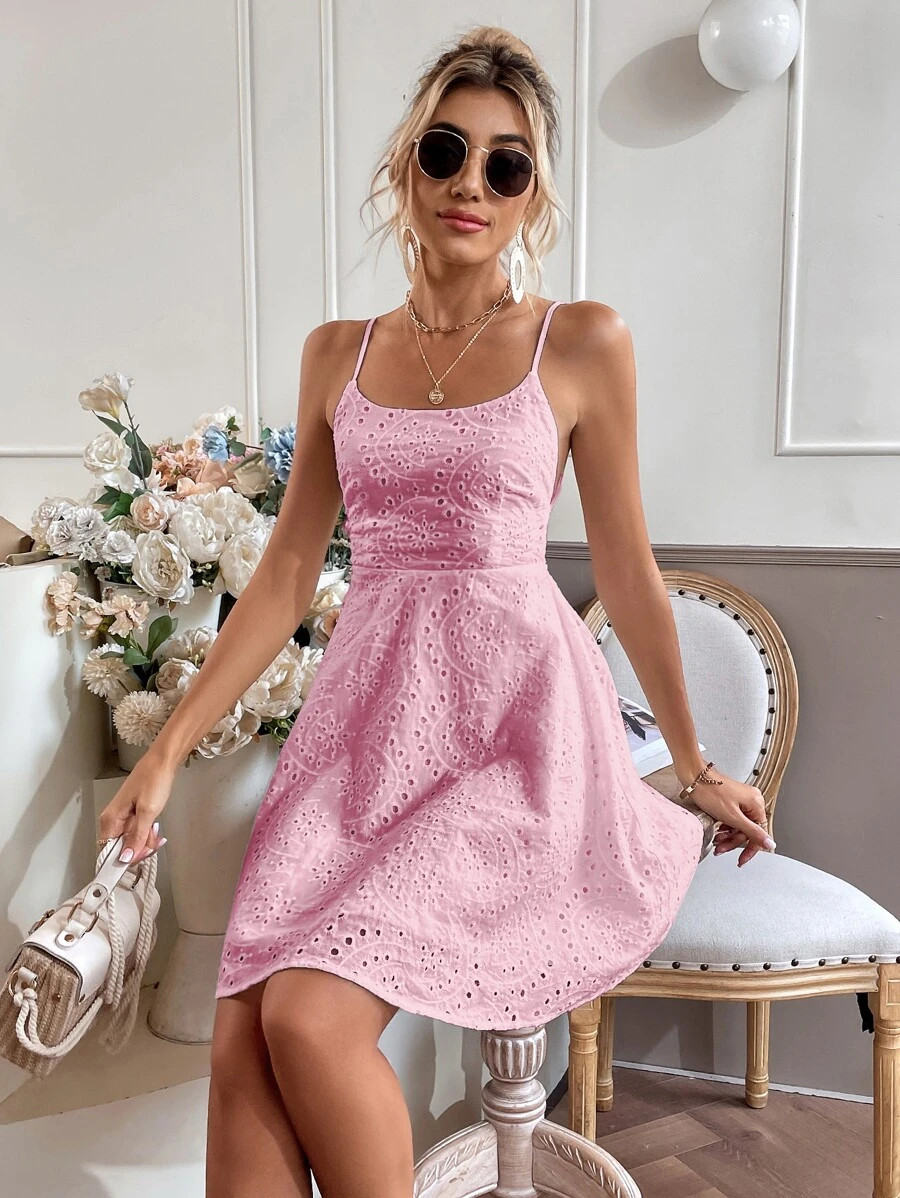 Tied Open Back Schiffy Cami Dress | SHEIN