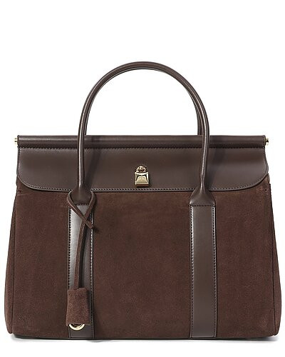 Suede & Leather Top Handle Satchel | Rue La La