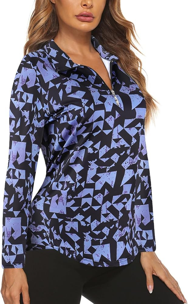 Koscacy Long Sleeve V Neck Half Zip Golf Pullover for Ladies Gym Training Outdoor Sports Workout ... | Amazon (US)