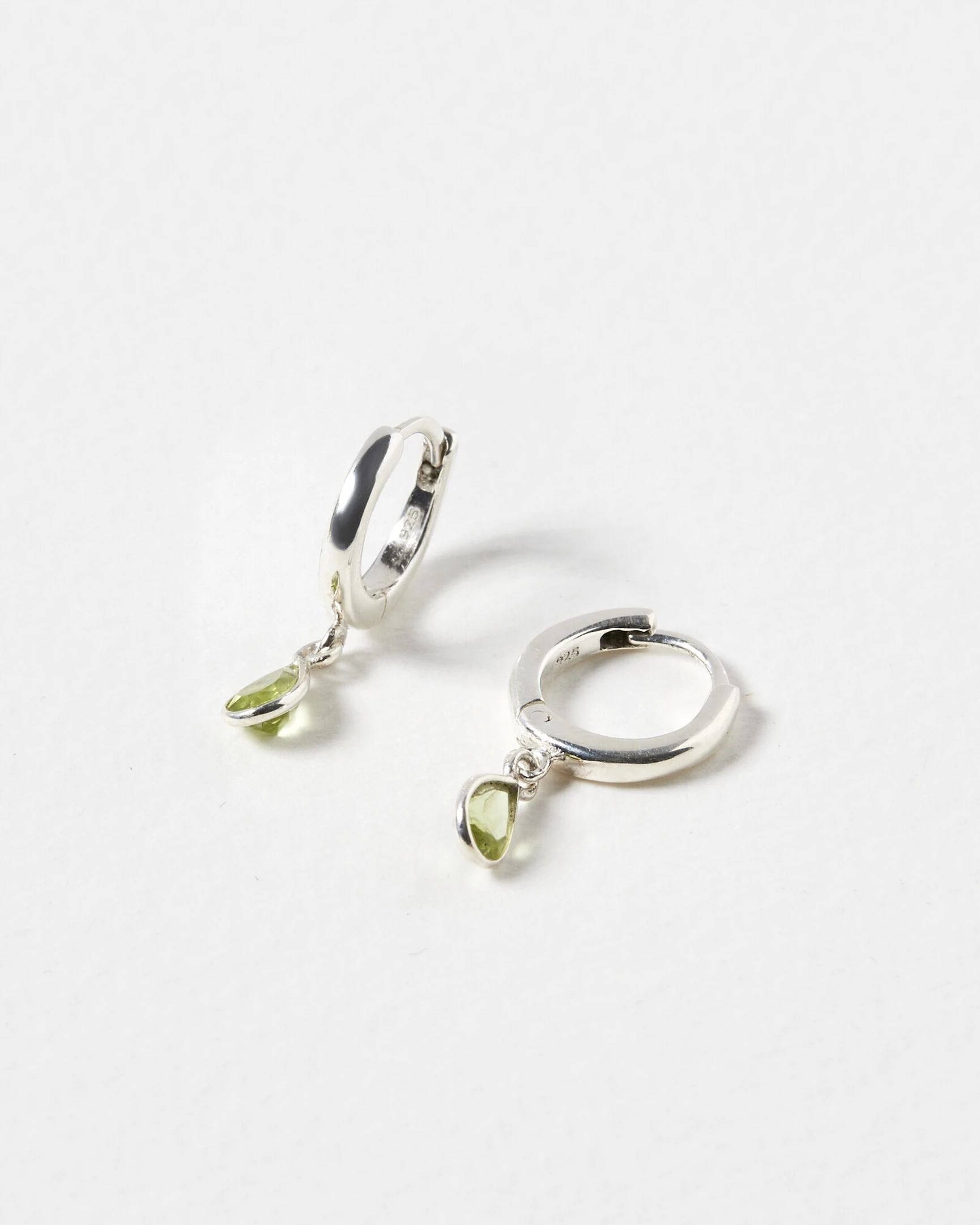 Auden Tiny Teardrop Green Peridot & Silver Huggie Earrings | Oliver Bonas | Oliver Bonas (Global)