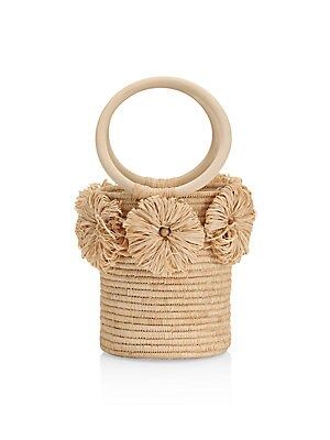 The Together Forever Floral Appliqué Raffia Bucket Bag | Saks Fifth Avenue