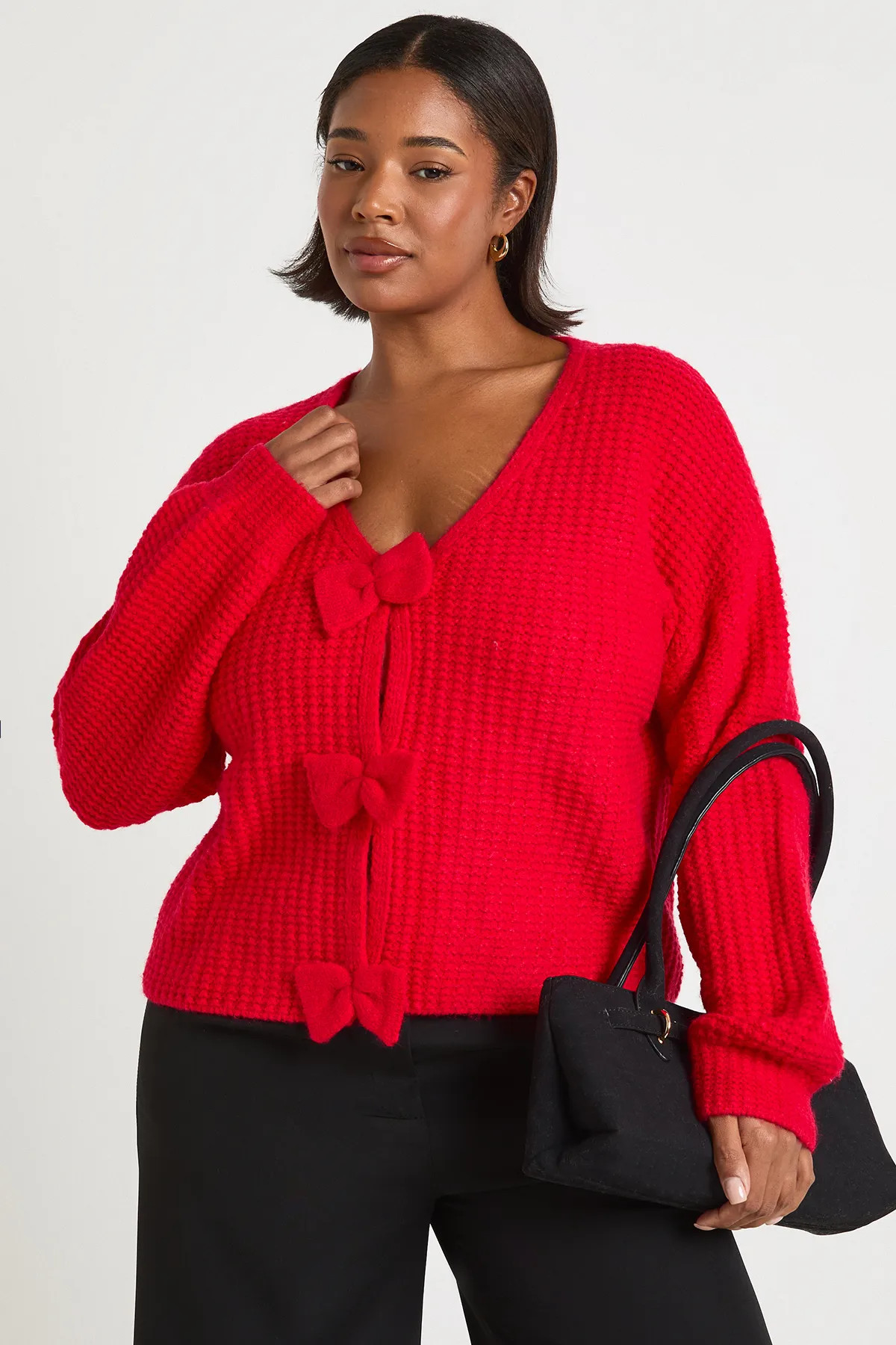 Plus Bow Detail Knit Cardigan | Boohoo.com (UK & IE)