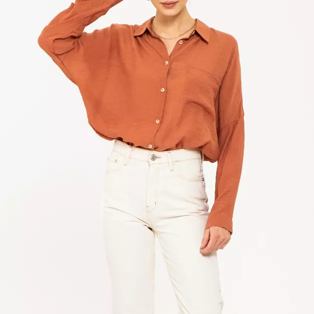 August Sky Women's Extended Shoulder Woven Top | Target