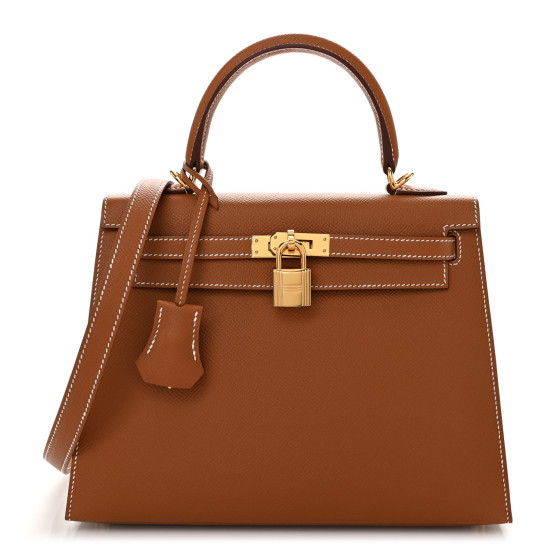 Hermes Epsom Kelly Sellier 25 Gold | FASHIONPHILE (US)