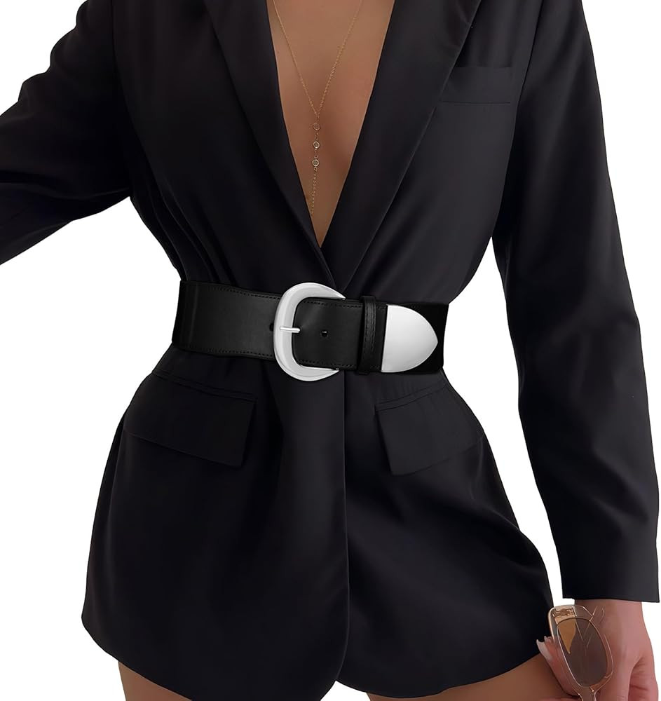 Women Wide Elastic Waist Belt for Dresses Fashion Thick Stretchy Belt for Trendy | Amazon (US)