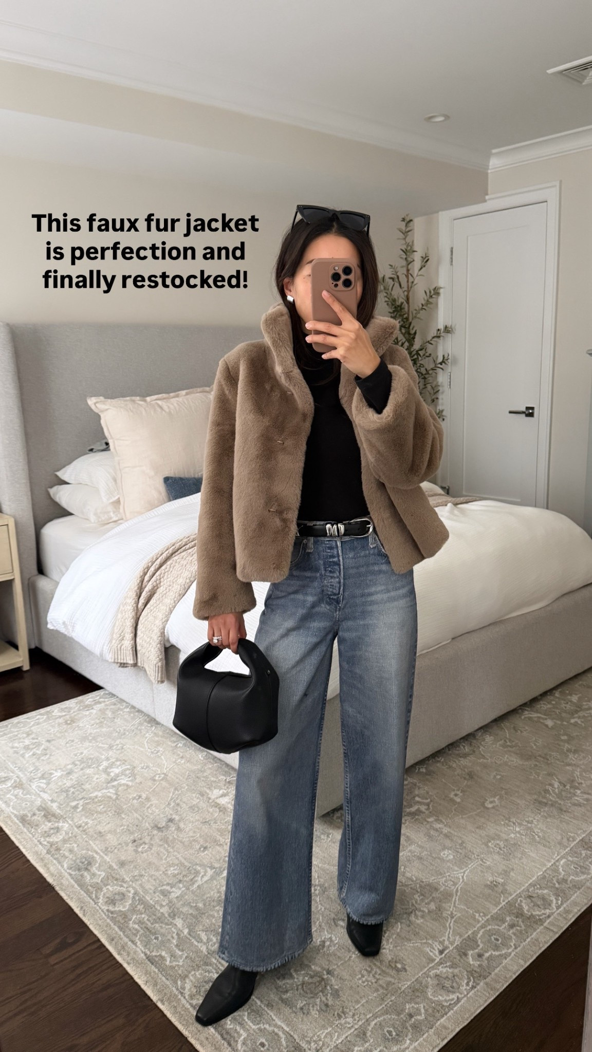 Gorgeous faux fur jacket from a small business Alice Walk. They rarely have promo but gave us code JEAN15 for 15% off through end of Feb

• Size Xs is petite friendly. Plush, gorgeous latte color, lined and has blue satin piping. 

• rag bone sweatpant Miramar Andi cropped jeans 26.5” inseam size 23 waist (size down at waist!). Do not machine dry or length will shrink 

If you’re taller than me I also LOVE the Sophie Miramar ankle style linked but those fit longer so I shrunk length by machine drying and sized down to 23 too 

• Steve Madden boots 5.5 so comfy

• Polene beri bag not linkable 

#LTKPetite #LTKmomlife #LTKootd