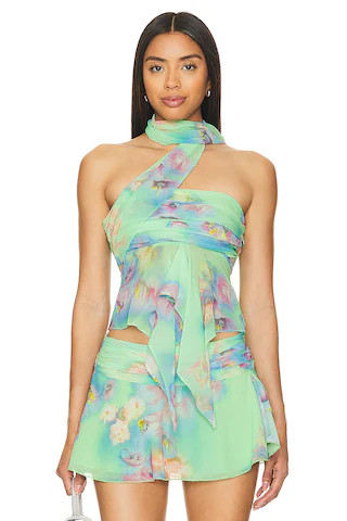 GUIZIO Chiffon Wrap Around Top in Ardere Print from Revolve.com | Revolve Clothing (Global)