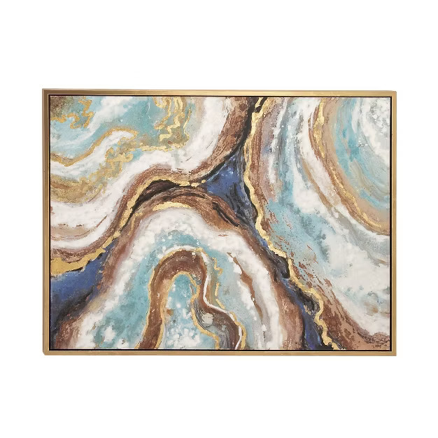 36" x 47" Modern Marbling Paint Framed Canvas Wall Art - Olivia & May | Target
