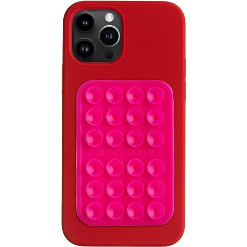 OCTOBUDDY Classic - Silicone Suction Phone Case Adhesive Mount - Hands-Free, Strong Grip Holder for Selfies & Videos - iPhone & Android Compatible - 2.25″ x 3.25″, Hot Pink | Amazon (US)