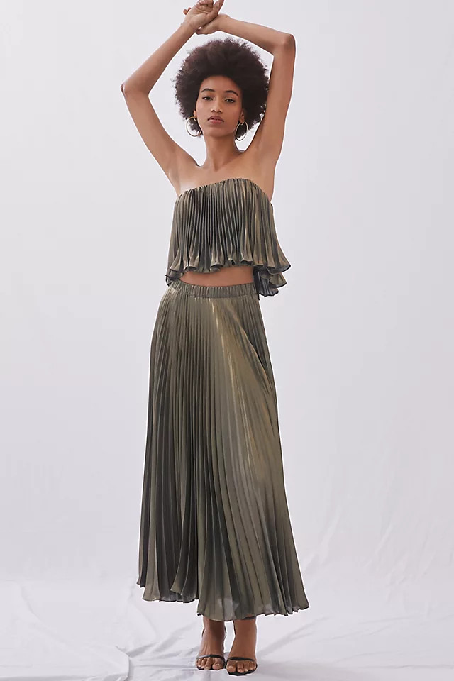 Pleated Metallic Skirt Set | Anthropologie (US)