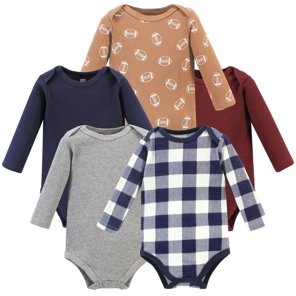 Hudson Baby Infant Boy Thermal Long Sleeve Bodysuits, Football | Target