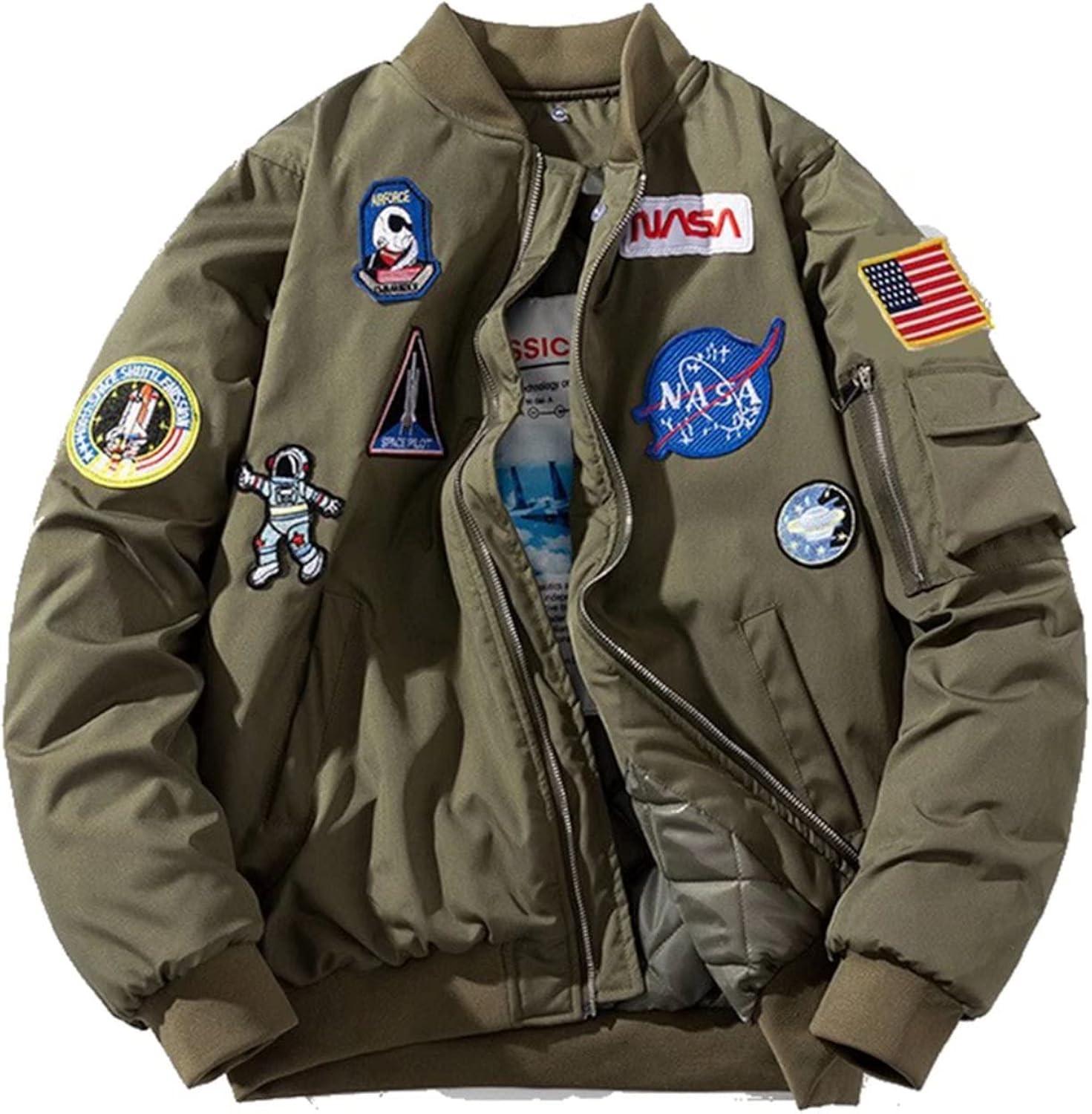 Casual jackets, Men Biker Bomber Jacket, NASA MA-1 Military Flight Jacket Light Air Force Moto St... | Amazon (US)