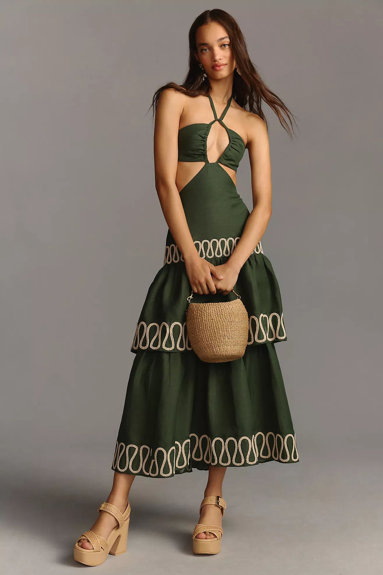 Significant Other Keava Cutout Embroidered Tiered Dress | Anthropologie (US)