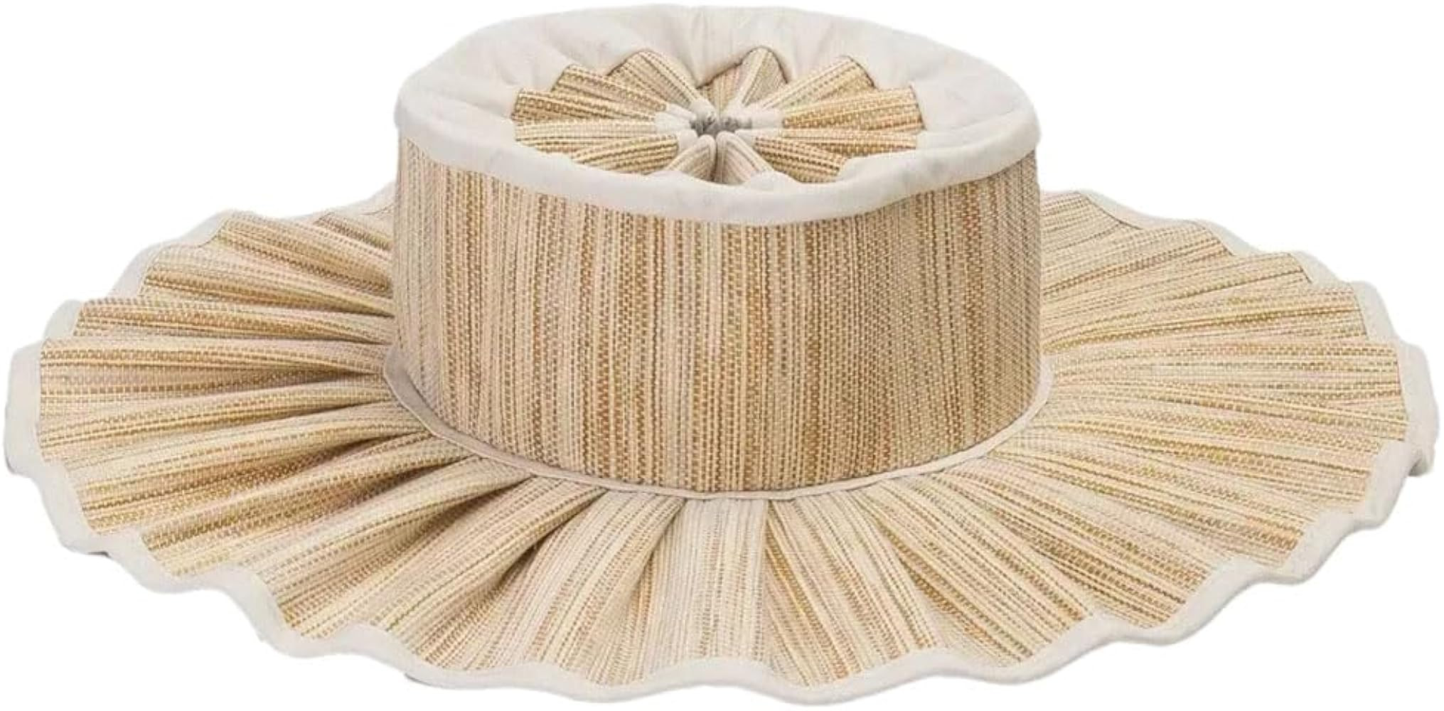 Women's Straw Reversible Pleated Sun Hat Casual Outdoor Beach Wide Brim Parent-Child Hat | Amazon (US)