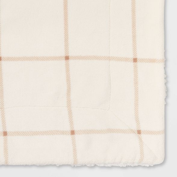 Windowpane Printed Plush Throw Blanket with Sherpa Reverse - Threshold™ | Target