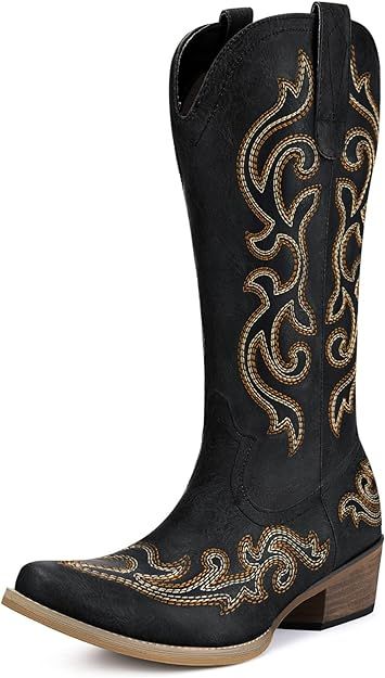 HISEA Cowboy Boots for Women Western Cowgirl Boots with Classic Embroidery | Amazon (US)
