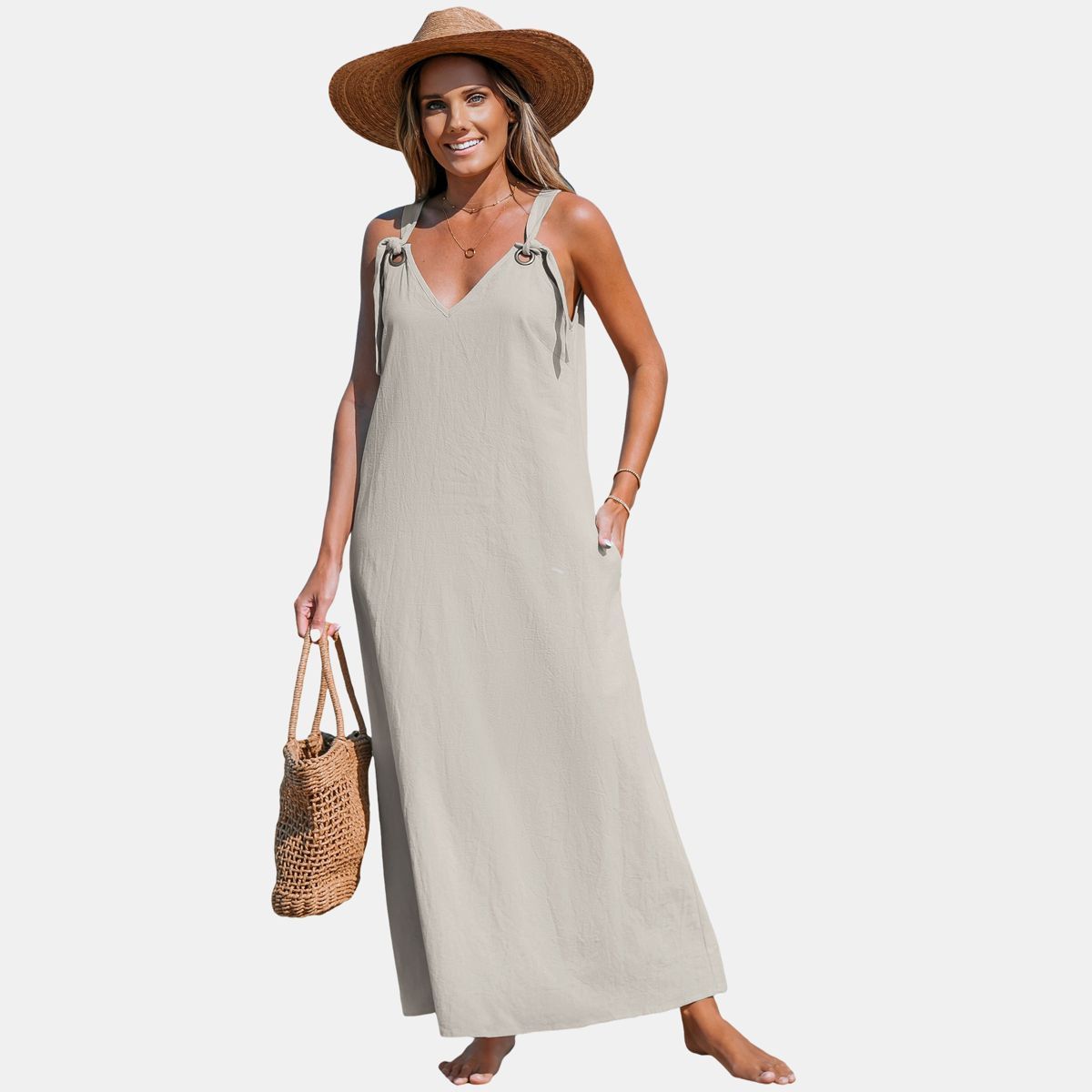 Women's Linen Sleeveless Loose Fit Maxi Dress - Cupshe | Target
